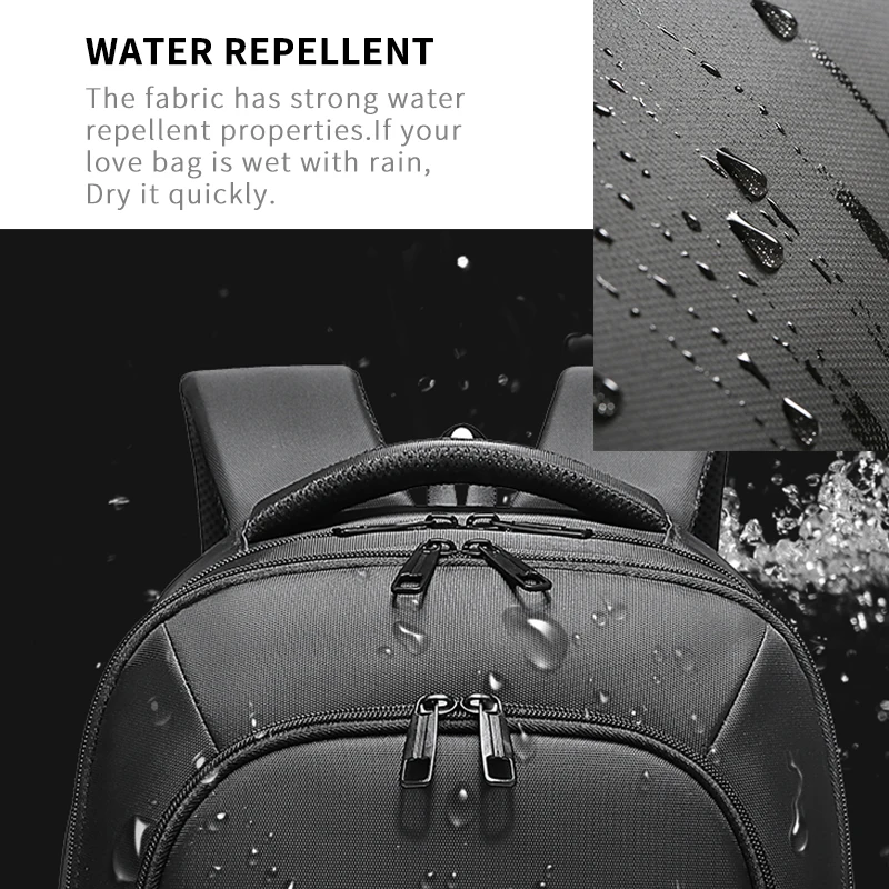 EURCOOL Men 15.6 inch Laptop Backpack USB Charging for Male Mochila Travel Bags Water Repellent Tee