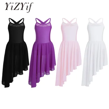 

YiZYiF Kids dance wear Ballet toddler girl dresses Cutout Back Irregular Hem gymnastics leotard For Girls Ballet Dance Dress