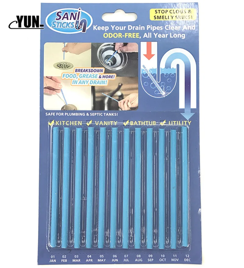 12Pcslot  Sewer Cleaning Rod Sticks Sewage Decontamination To Deodorant The Kitchen Toilet Bathtub Drain Cleaner (15)