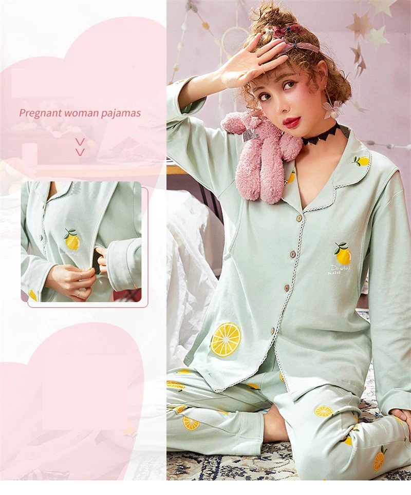 Одежда для сна для беременных, Пижама для кормящих женщин, осенне-зимняя Пижама для кормящих женщин, одежда для беременных