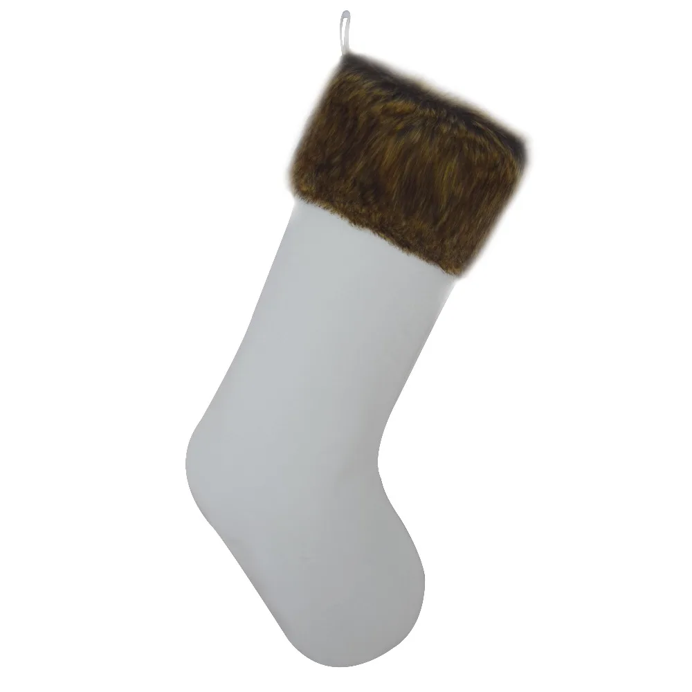 

Free shipping Hot sale faux fur cuff with white velvet body Christmas Stocking Christmas tree decoration