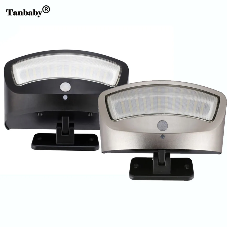 

Tanbaby 2pcs Solaire Wireless Wall Lamp 36 LEDs 4 Modes Waterproof Outdoor Wall Lamp PIR Motion Sensor SOS Security Wall Lamp