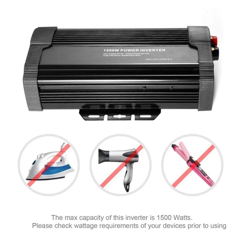 

2017 New Car Power Inverter 1000W/1500W High Power DC12V to AC220V Solar Inverter Modified Charger Power Converter Adapter