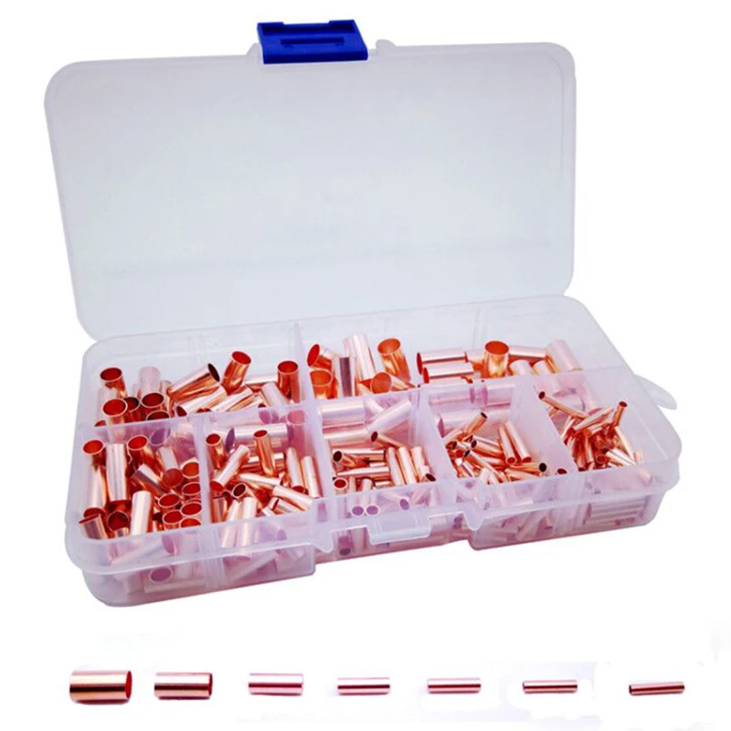 

250Pcs Small Copper Tube Combination Connecting Tube Boxed Capillary Cropper Hole Connecting Pile Fitting Hardwares