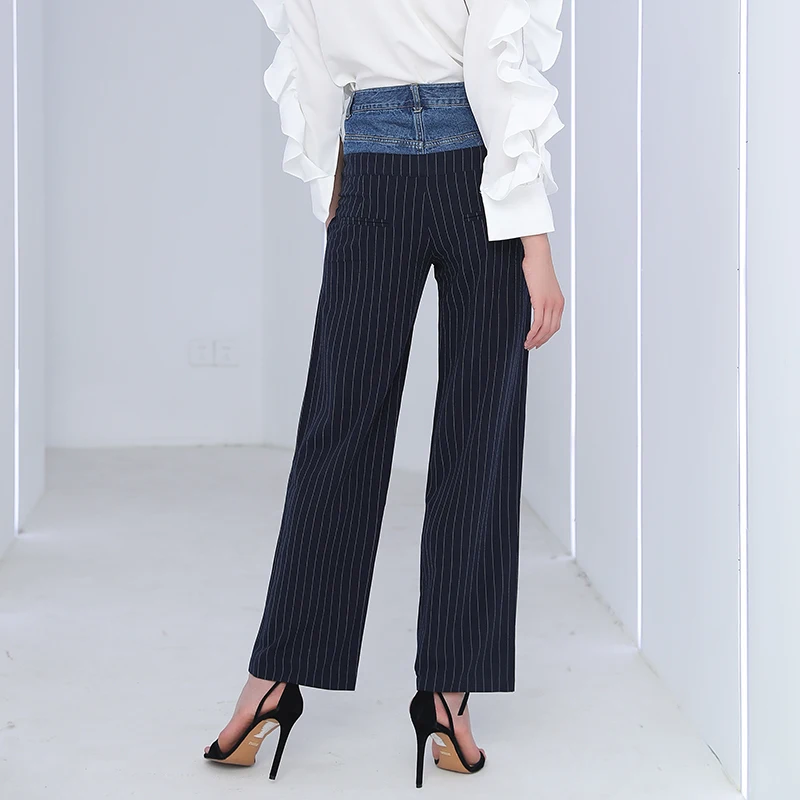 Harajuku Высокая талия джинсы для женщин женские Лоскутные Полосатые джинсы Винтаж Boyfriend джинсовые штаны эластичные повседневные Корейская