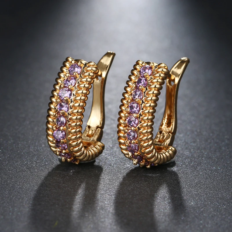 Изысканные Золотые серьги новое поступление Роскошные циркониевые маленькие серьги-кольца для женщин Свадебные Oorbellen AE510