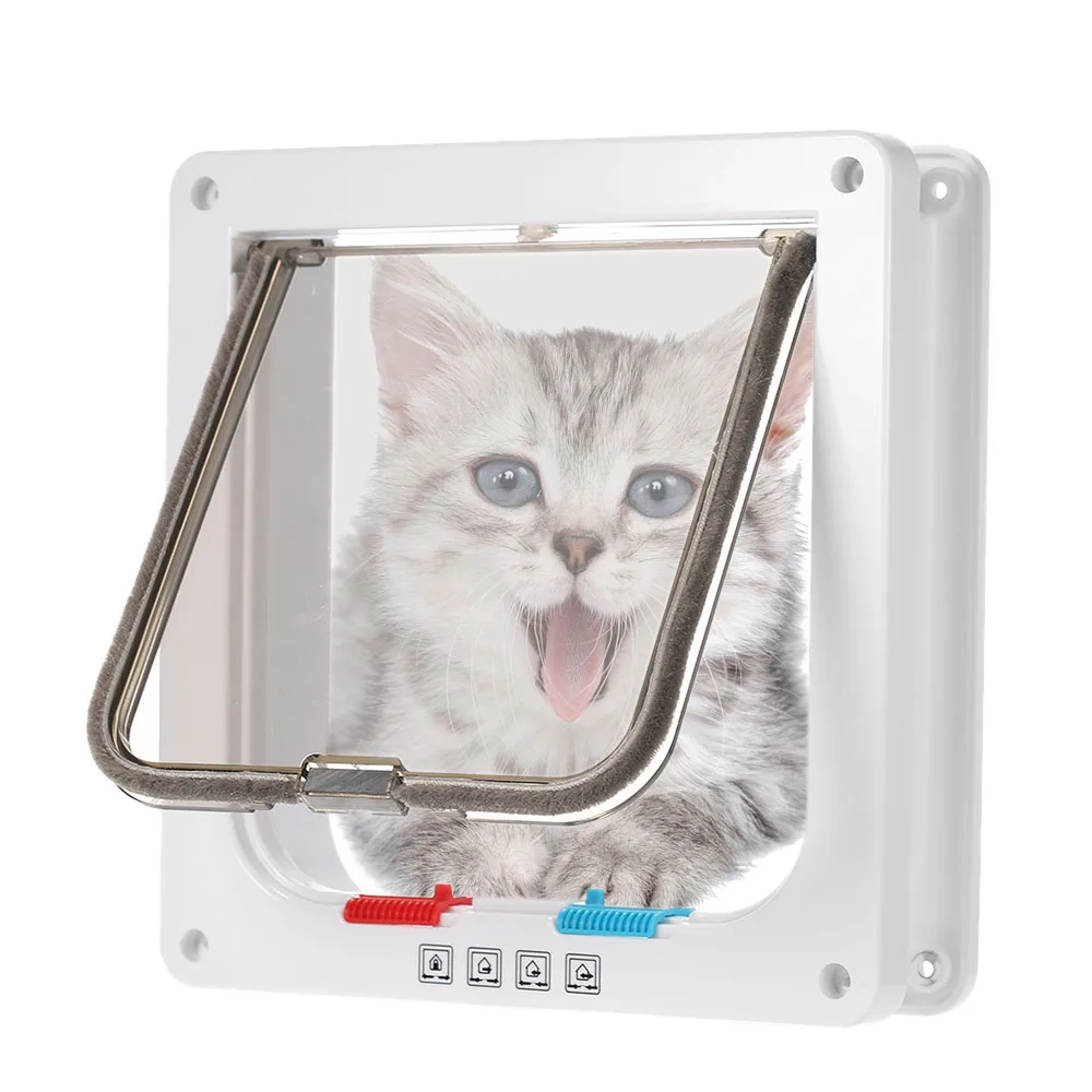 

Small Middle Dogs Security Door For Dogs Cats 4-Way Locking Wall Mount Pet Cat Flap Door For Pets Safe