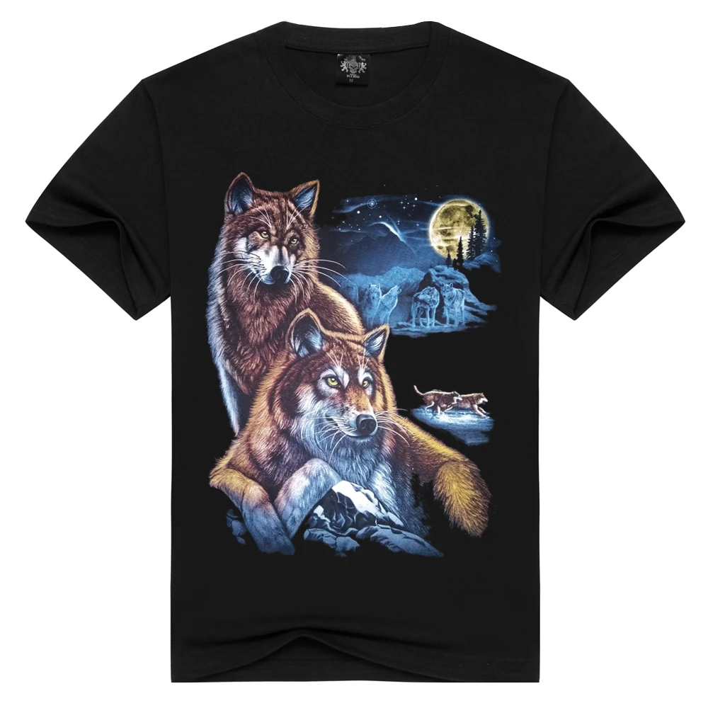 3d wolf t shirt mens Brand 3D wolf Print t shirts Cotton wolves Men t