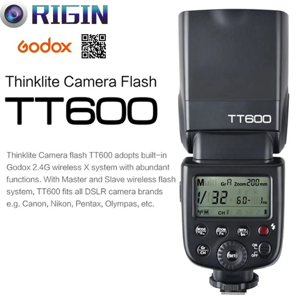 

Godox TT600/TT600S GN60 HSS 1/8000s Camera Flash Speedlite 2.4G Wireless X System 0.1~2.6s recycle time For Canon/Nikon/Sony