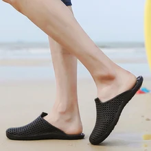 ALEADER/летние мужские пляжные сандалии; Повседневные слипоны; обувь для душа; дышащая прогулочная обувь; мужские шлепанцы с закрытым носком; садовые сабо для мужчин