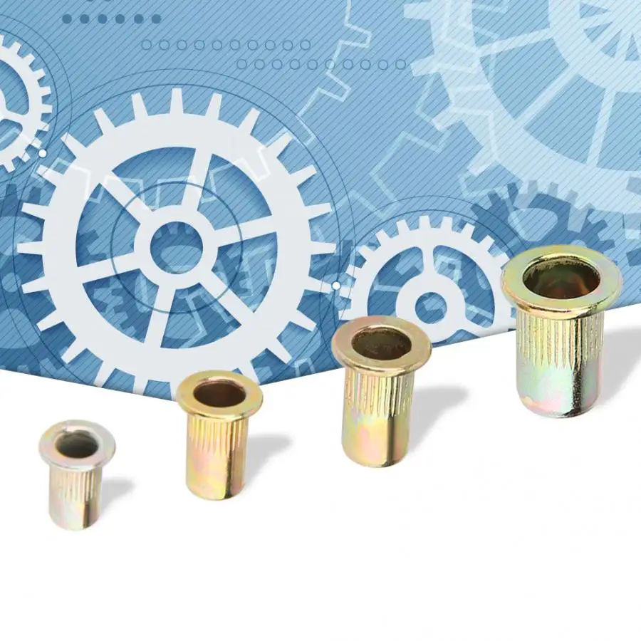 

200Pcs M3/M4/M5/M6 Rivet Nut Rivnut Carbon Steel Flat Threaded Rivet Nut Flange Rivet Nuts Woodworking Hardware