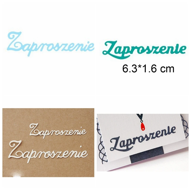 

Polish Letters Invitation Words Metal Cutting Dies Stencils Phrase For DIY Scrapbooking Decorative Embossing Card Craft Die Cuts