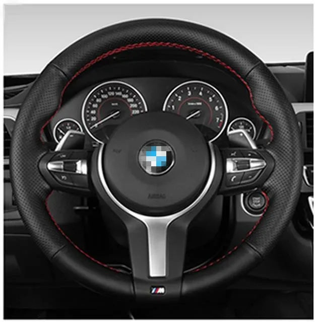 Топ кожаное рулевое колесо ручная вышивка крестом на Обёрточная Бумага Обложка для BMW 320Li F22 M4 M5 M6 X5 X6 - Название цвета: Красный