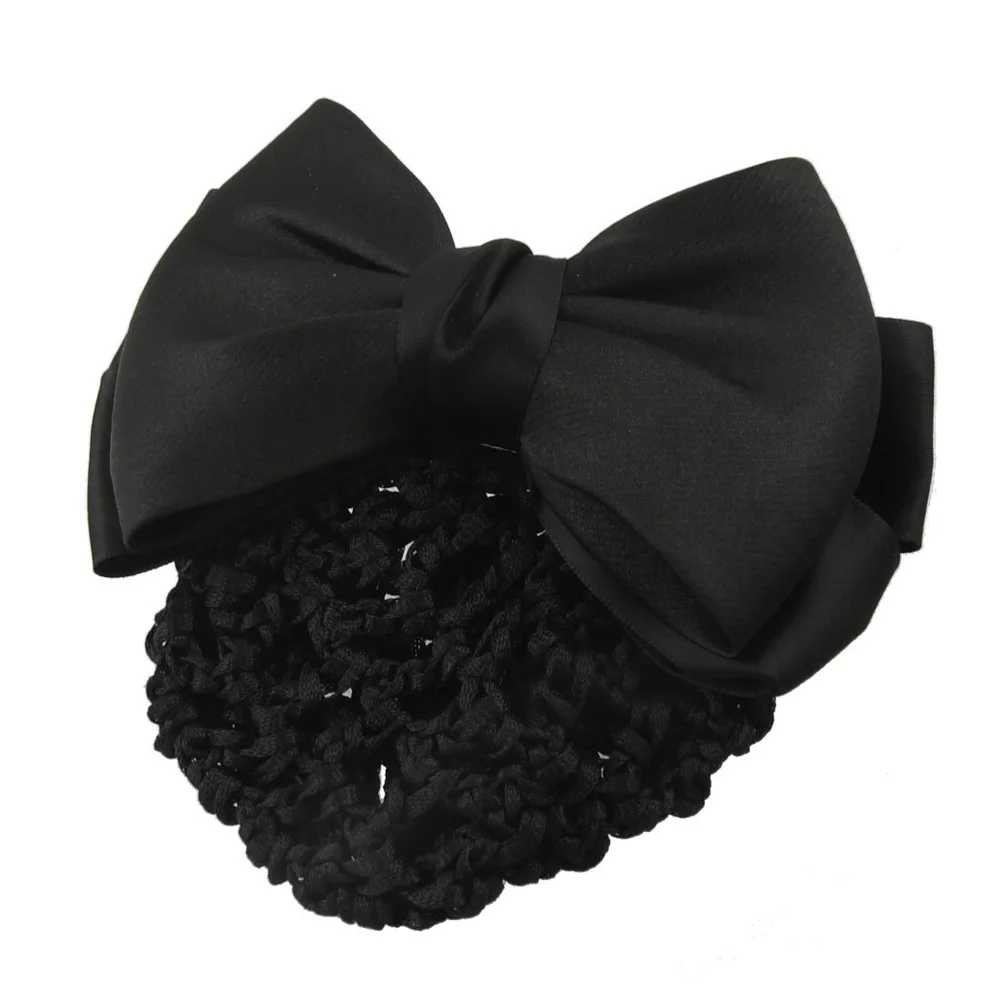 New Practical Black Bowknot Decor Snood Net Barrette Hair Clip Nylon Polyester Bun Cover With the Snood Net Hair Clip for Ladies New Practical Black Bowknot Decor Snood Net Barrette Hair Clip Nylon Polyester Bun Cover With the Snood Net Hair Clip for Ladies