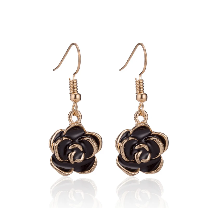 

Retro Jewelry Stereo Matte Ear Clips simple earrings drop oil magic color petals simulation pearl earrings flower earrings