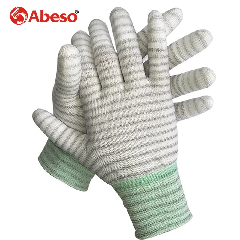 Abeso, 1 пара антистатических перчаток, защитные перчатки для работы из искусственной кожи с покрытием для пальцев, износостойкие рабочие защитные дышащие перчатки A3003