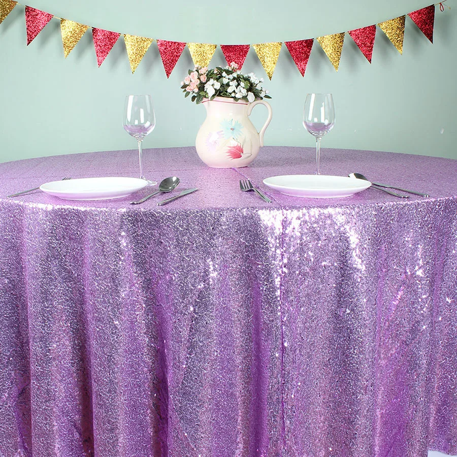 Light Purple 108" Round Glitz Sequin TableCloths Banquet Table covers