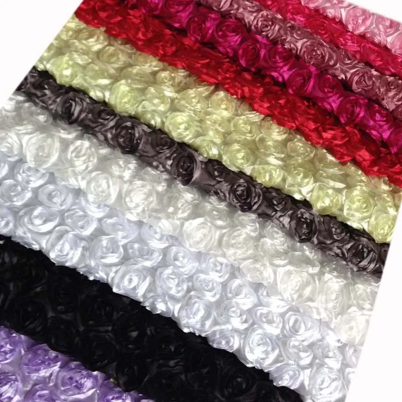 Кружевная ткань расшитая объемными розами. Материал – полиэстер. 23 расцветки.