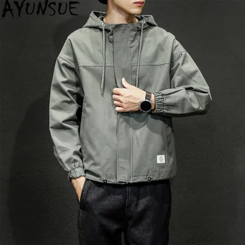 

AYUNSUE Spring Autumn Jacket Men Hooded Korean Casual Streetwear Plus Size Masculino Mens Jackets and Coats 10141JK8850 KJ2658