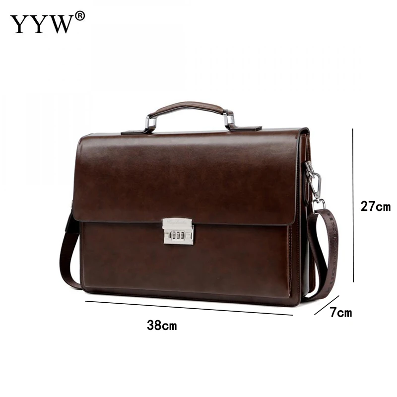Men's Executive Briefcase Business Male Bag Black Portfolio Tote Bags for Men A Case for Documents Classic PU Leather Handbag