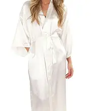 Женское шелковое атласное длинное свадебное платье для невесты и подружки невесты кимоно халат Feminino банный халат большой размер XXXL пеньюар Femme сексуальный халат