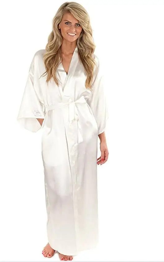 

Women Silk Satin Long Wedding Bride Bridesmaid Robe Kimono Robe Feminino Bath Robe Large Size XXXL Peignoir Femme Sexy Bathrobe