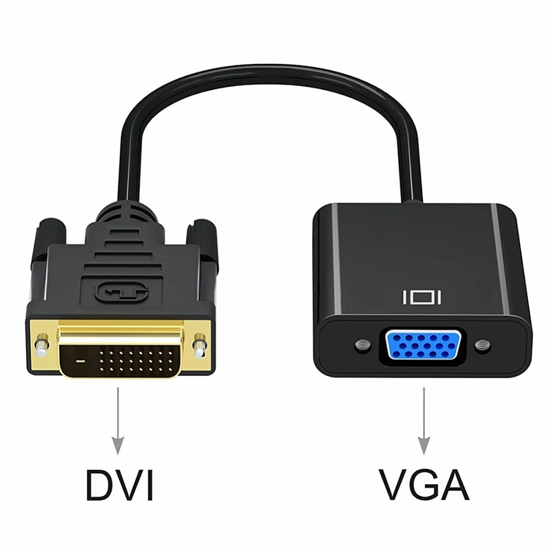 DZLST DVI To VGA Converter HD 1080P DVI Male 24+1 Pin To VGA Female Video Cables For HDTV PS3 PS4 PC Display DVI To VGA Adapter - Цвет: Черный