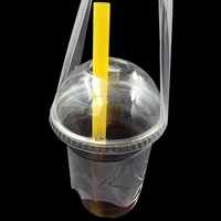 300Pcs/ Lot 12.5x23cm T-Shaped Bayonet Type Single Cup Carrier Packaging Bag Plastic Clear Portable Handle Beverage Package Bags 1