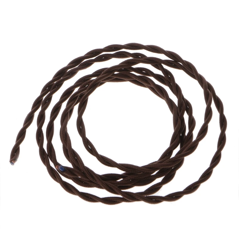

2 M 2x0.75 Coffee Vintage Retro Twist Braided Fabric Light Cable Electric Wire