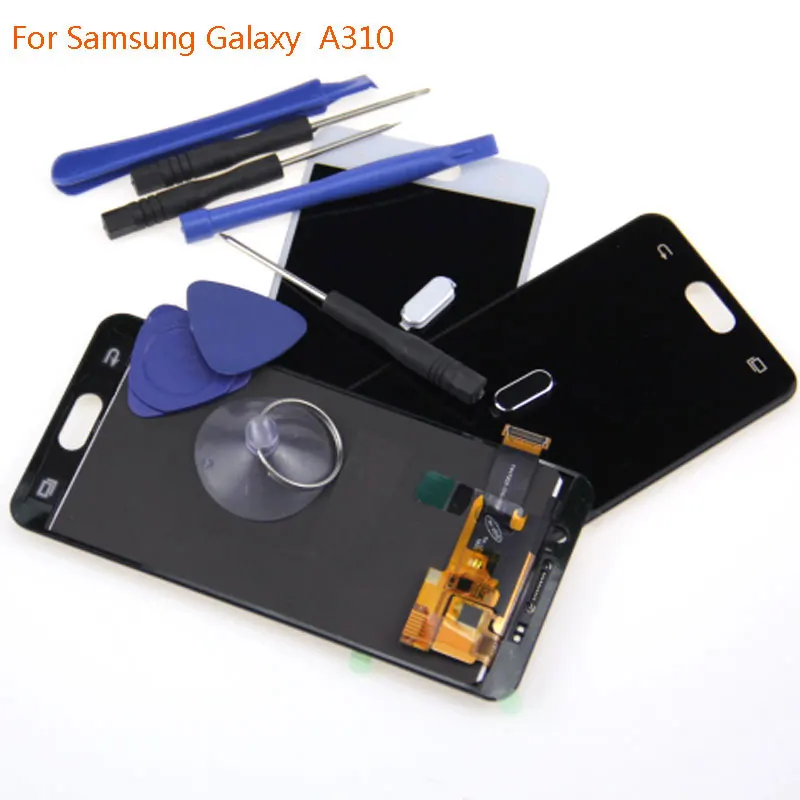 

Adjustable brightness with home button for Samsung Galaxy A310 A310F A310H A310M LCD100% test display touch screen repair parts
