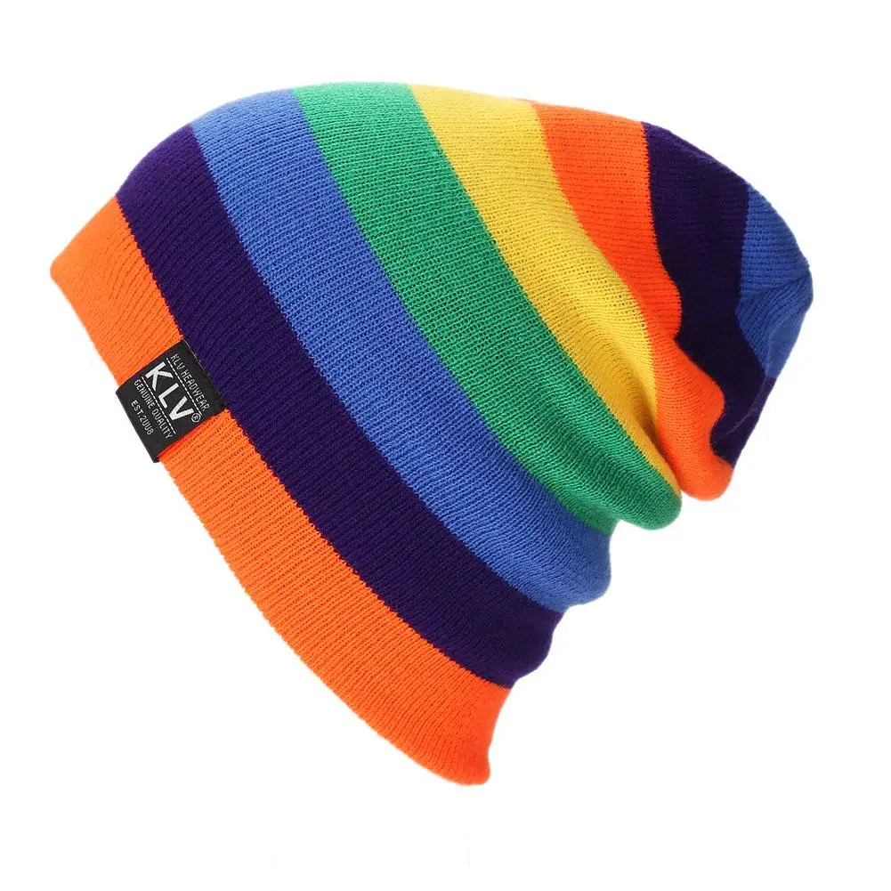 

Multi-color Grid Stitching Wool Hat Unisex Autumn Winter Warm Ski Headgear Knit Hip-hop Hats 2018 NEW