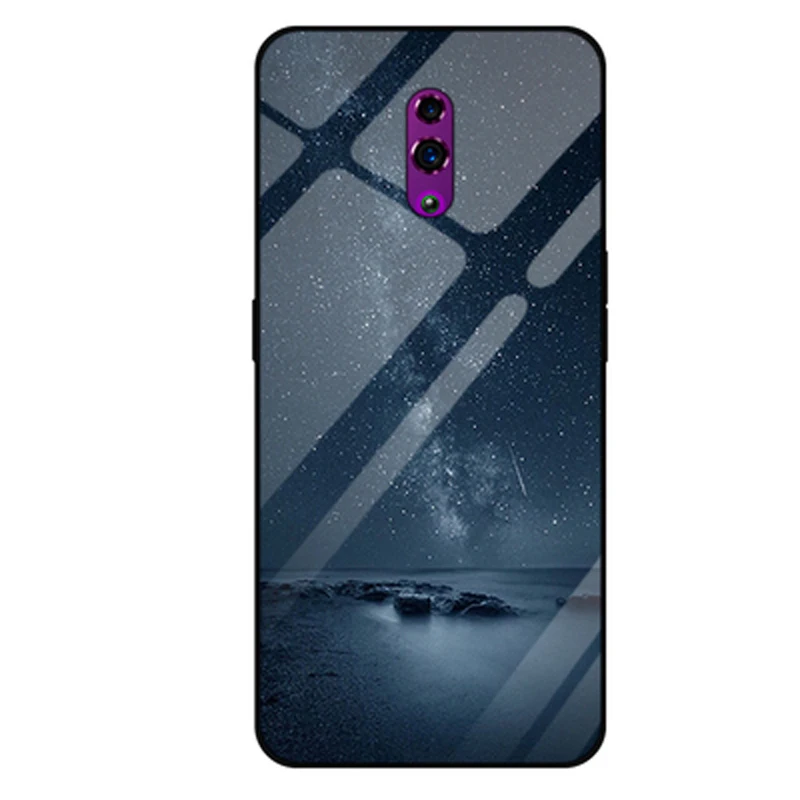 Coque для OPPO Рено Дело Звездное небо закаленное Стекло+ края из ТПУ тонкий жесткий чехол для OPPO Рено CPH1921 чехол для телефона 6,4"