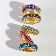 Высококачественное классическое разноцветное обручальное кольцо с кубическим цирконием для женщин, Золотое кольцо с австрийским кристаллом, кольцо с фианитом