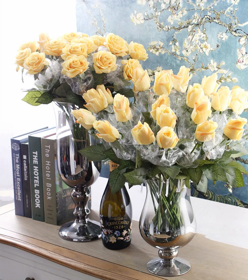 Rose Artificial Flower Bouquet wedding flowers silk peony home party decor  (37)