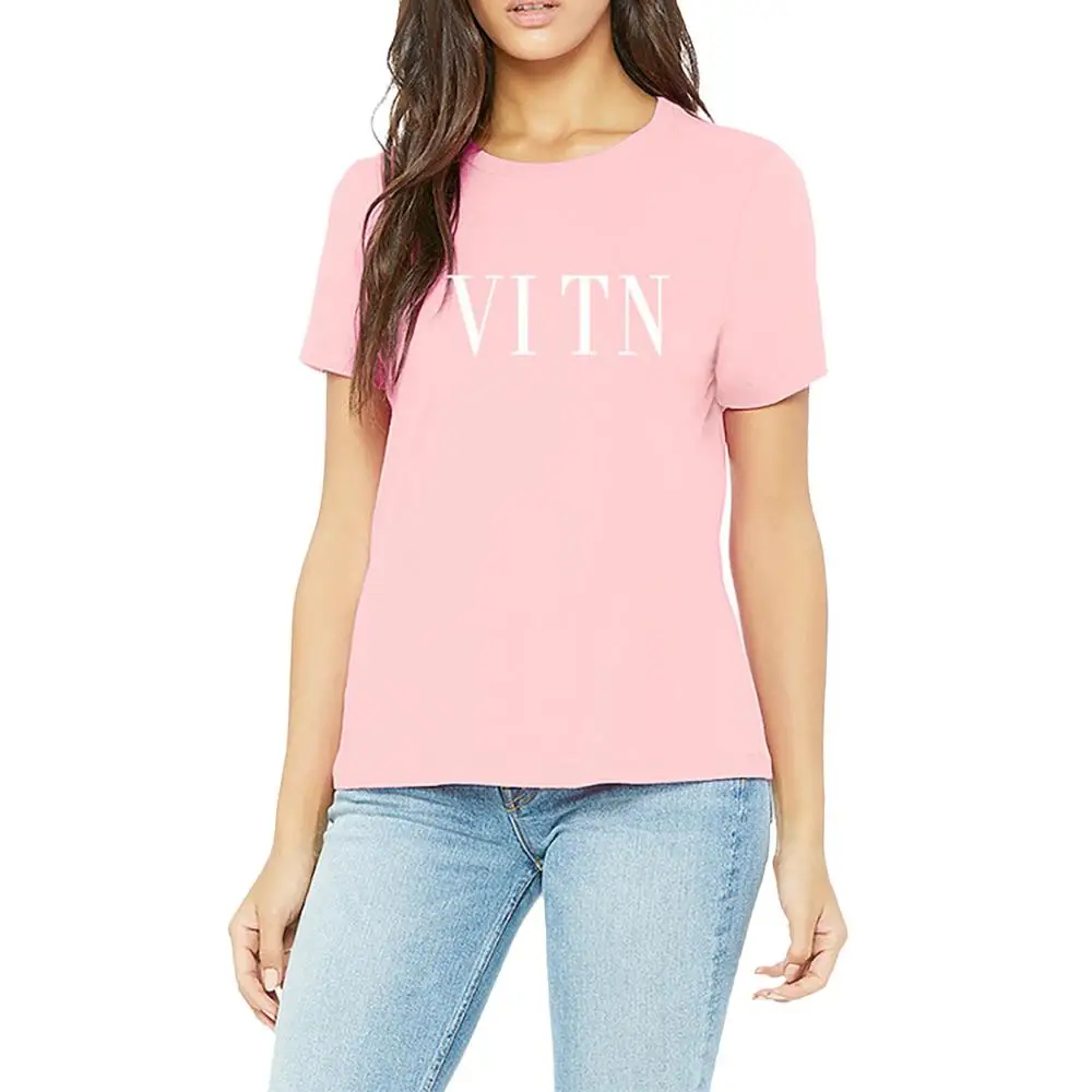 

White Black Pink Casual Short Sleeve Cotton Tops Spring Summer Luxury Brand Feitong Tees Women T Shirt Print Letter T-shirt