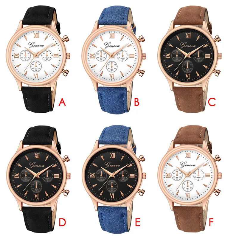 2018 Brand Luxury Men's Watch Men Clock Faux Leather band Mens Blue Ray Glass Quartz Analog wrist Watches montre homme J14#N (9)