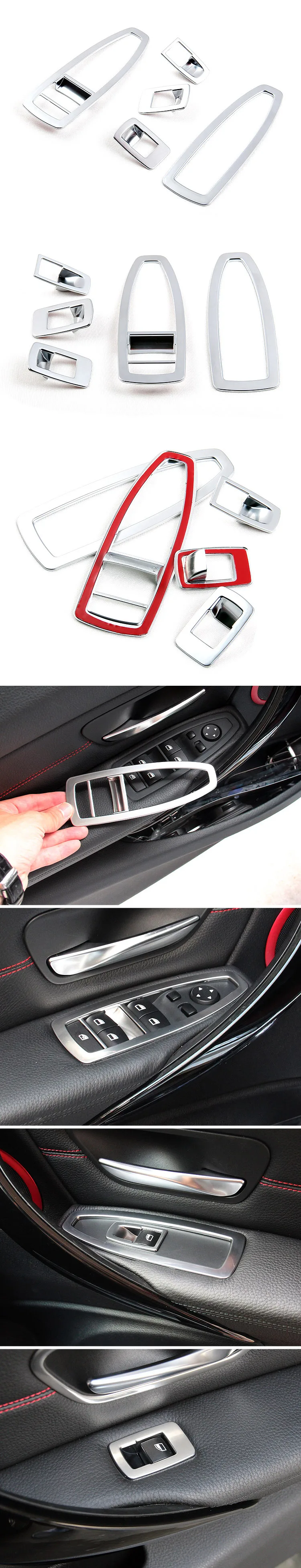 5 шт. ABS Матовый Серебристый Хром двери и окна переключатель панель Крышка для BMW 3 GT X1 1 3 4 серии F48 F20 F30 F31 F34 F36