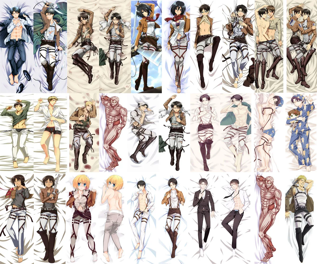 

Anime Attack on Titan Shingeki no Kyojin Eren Jaeger Ackerman Levi Ymir Dakimakura pillow case cover hugging body pillow case