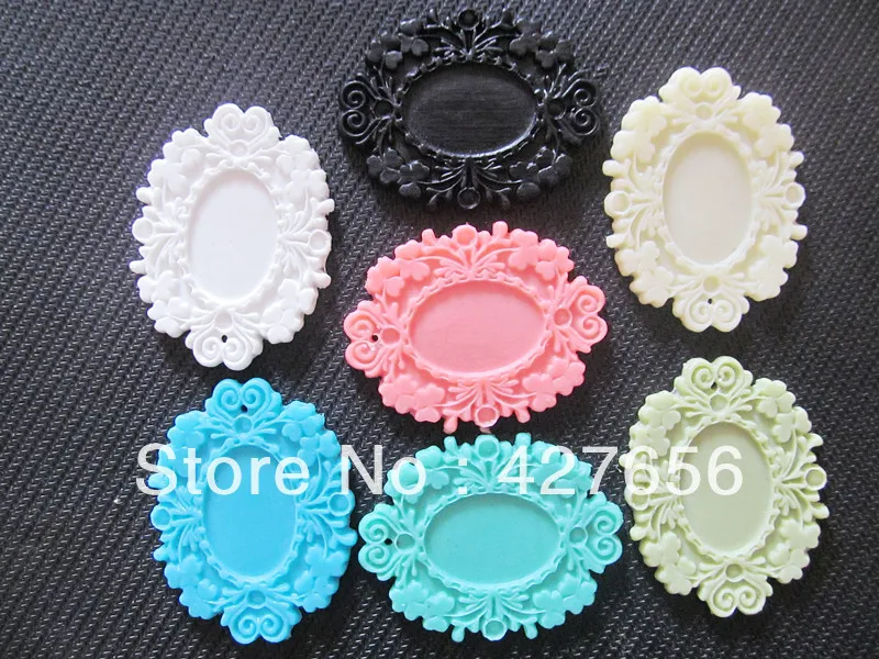

Oval Thick Flatback Resin Flower Frame Charm Finding,Filigree Border Base Setting Tray,for 17x24mm Cabochon/Picture/Cameo