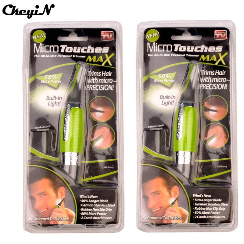 

2 Pcs LED Light Eyebrow Trimmer Razor German Stainless Steel Blade For Men And Women Personal Nose Ear Face Hair Shave Machine