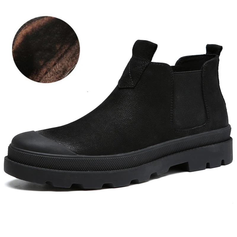 Chelsea À Couro Homens Heinrich Moda black Genuíno Novos Outono Sapatos 2018 plush Botas Black Buty Feitos Inverno Da De Primavera Mão Tornozelo 7xBBq6ng8