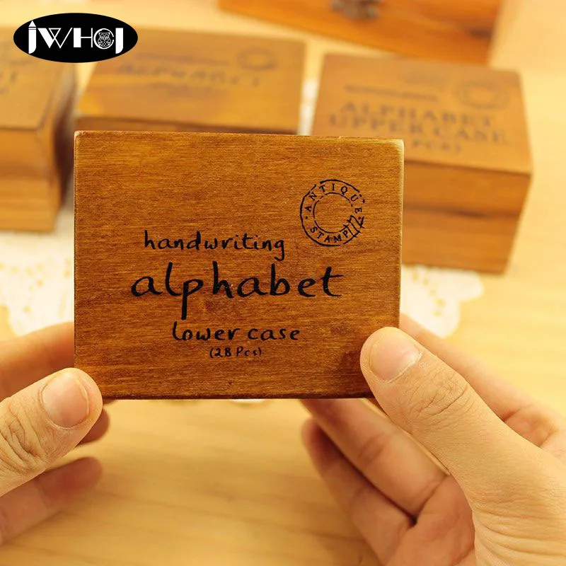 

28pc handwriting alphabet upper case lower case wooden rubber stamps scrapbooking Handmade card diy stamp Photo Album Craft gift