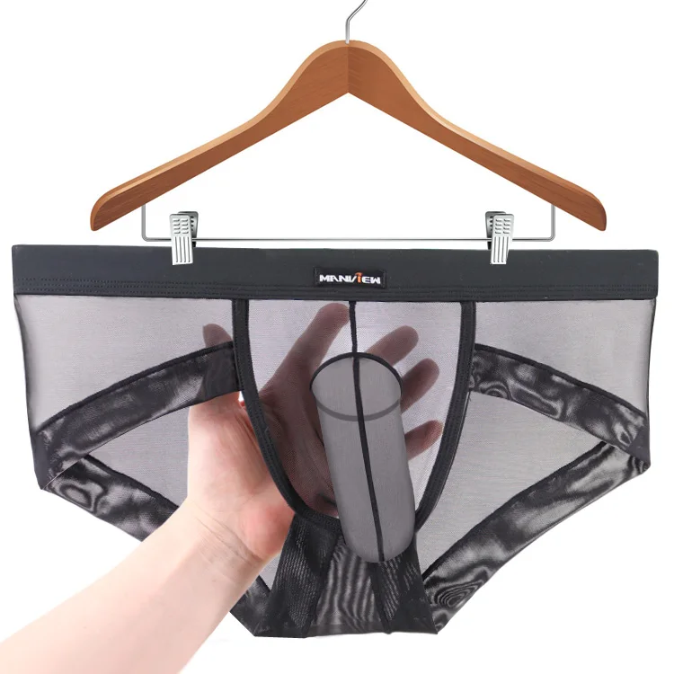 Manview Men Sexy Briefs Male Transparent Gauze Underwear Low-waist Gay Sexy Penis Sleeve Pouch Underpant Male panties M18720