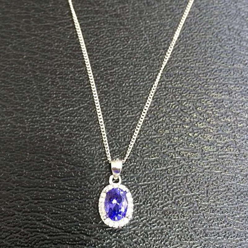 

2017 Collares Collier Qi Xuan_Fashion Jewelry_Blue Stone Necklaces_S925 Solid Silver Simple Necklaces_Factory Directly Sales