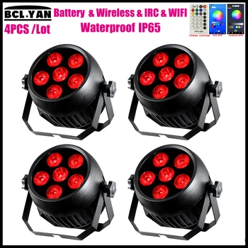 

Hot sale 4pcs Free Shipping IP65 Remote Control Wifi 6*18W 6in1 LED Battery Wireless DMX Par Wash Light