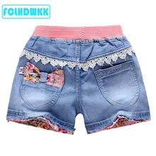 Джинсовые шорты для маленьких девочек от 2 до 12 лет коллекция года, одежда с цветочным рисунком для девочек летние шорты для девочек, детские джинсы, джинсовые шорты