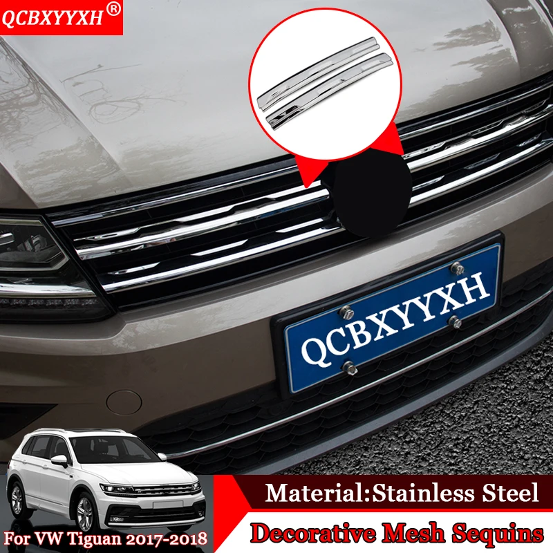 

Car Styling Chrome Front Grille Hood Engine Cover Trim External Sequins Car sticker Accessories For Volkswagen Tiguan 2017 2018