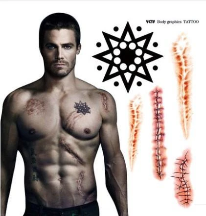 Free Shipping Arrow Tatoo Temporary Stickers Oliver Queen Body Scar Waterproof Fake Tattoo Sticker Men Sex Taty Christmas Gift Sticker Film Stickers Fiatsticker Design Aliexpress