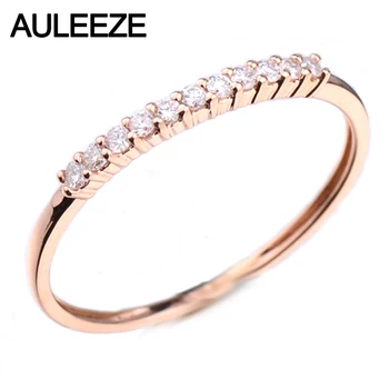 

AULEEZE Classic 18K Gold Anniversary Real Natural Diamond Wedding Band 750 Rose Gold Rings For Women Ladies Ring Jewelry