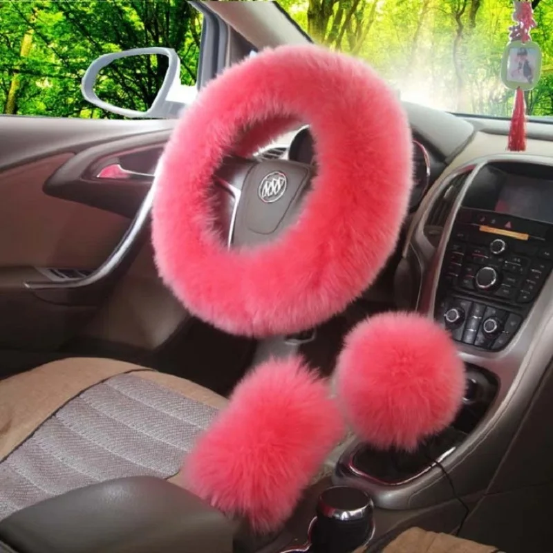 Winter Fur Warm long Wool Plush Steering Wheel Cover Woolen Winter fur Leather Handle Sleeves Car Accessory Winter Fur Warm long Wool Plush Steering Wheel Cover Woolen Winter fur Leather Handle Sleeves Car Accessory